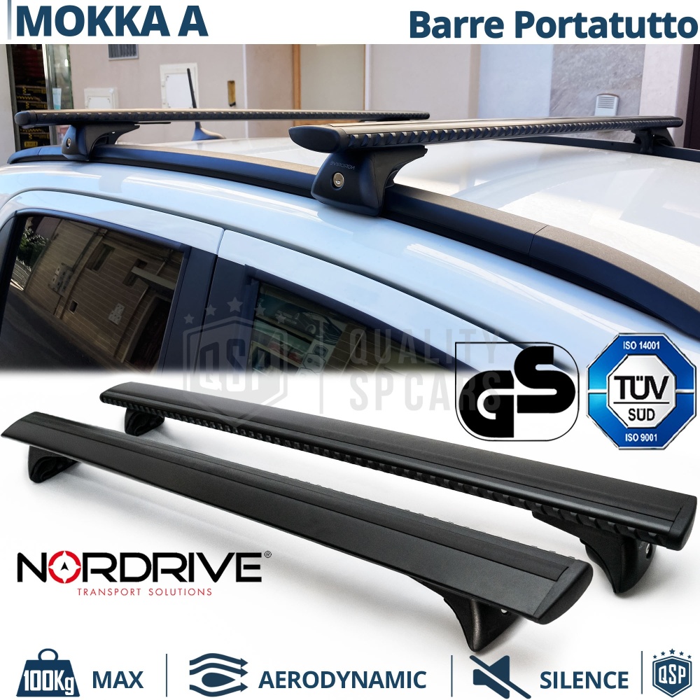 Barras de Techo para Opel Mokka A NORDRIVE Evos Silenzio Negro | Máx. 100 kg. GS-TÜV
