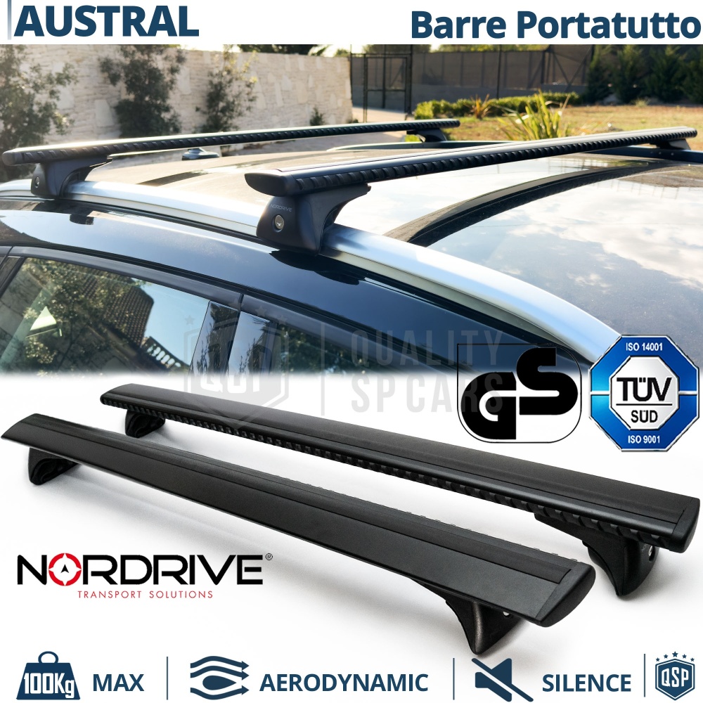 Barras de Techo para Renault Austral NORDRIVE Evos Silenzio Negro | Máx. 100 kg. GS-TÜV