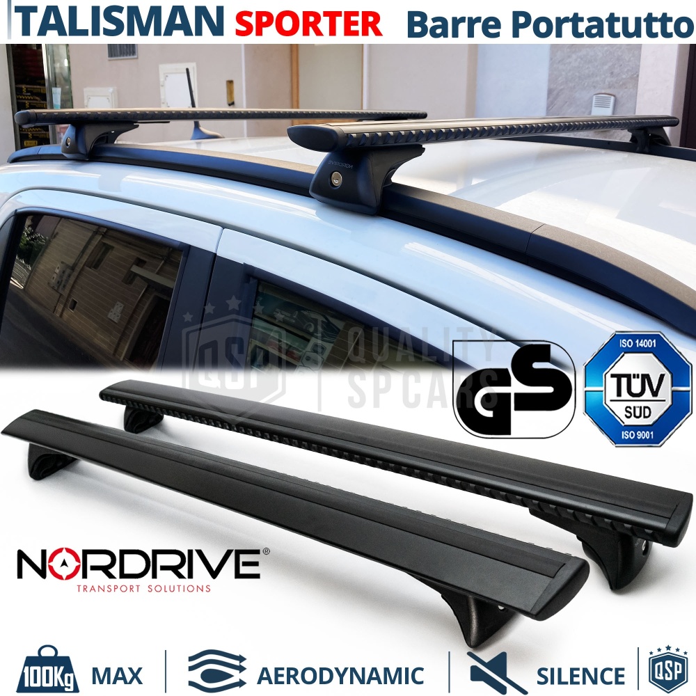 Barras de Techo para Renault Talisman Sporter NORDRIVE Evos Silenzio Negro | Máx. 100 kg. GS-TÜV