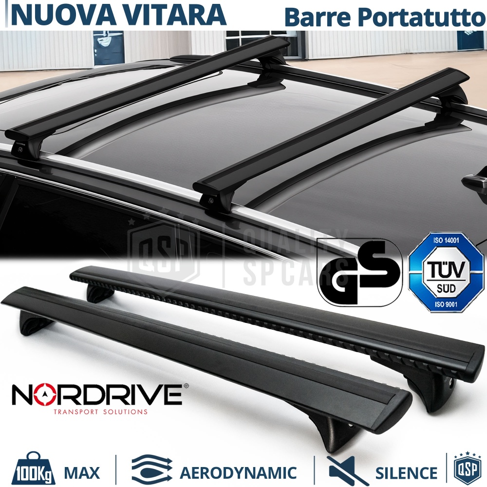 Barras de Techo para Suzuki Nueva Vitara Cross NORDRIVE Evos Silenzio Negro | Máx. 100 kg. GS-TÜV