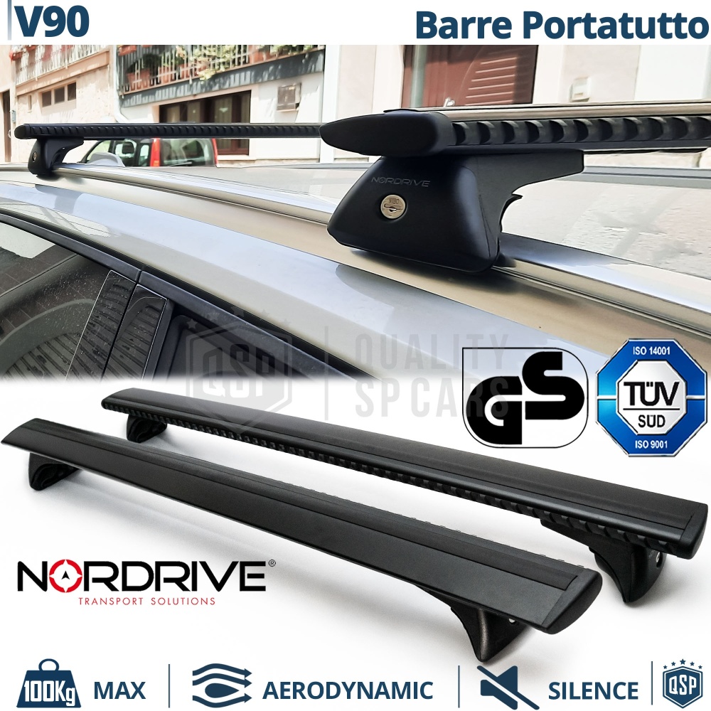Barras de Techo para Volvo V90 NORDRIVE Evos Silenzio Negro | Máx. 100 kg. GS-TÜV