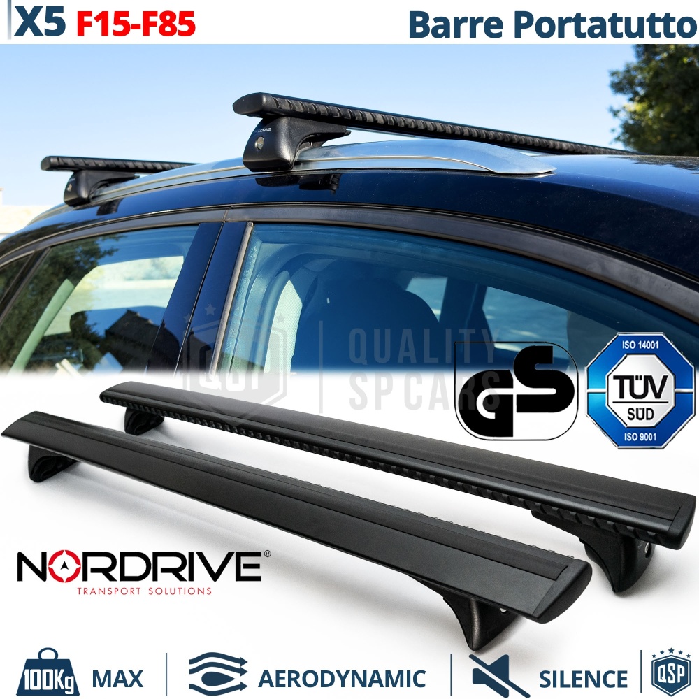 Barras de Techo para Bmw X5 F15, F85 NORDRIVE Evos Silenzio Negro | Máx. 100 kg. GS-TÜV
