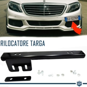 Soporte de Matrícula Delantera para Mercedes, Kit de Reubicación Lateral, en Acero Negro Anodizado