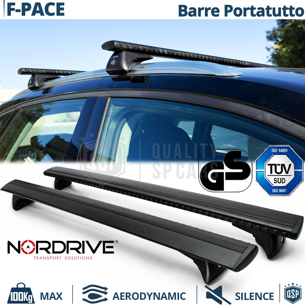 Barras de Techo para Jaguar F-Pace NORDRIVE Evos Silenzio Negro | Máx. 100 kg. GS-TÜV