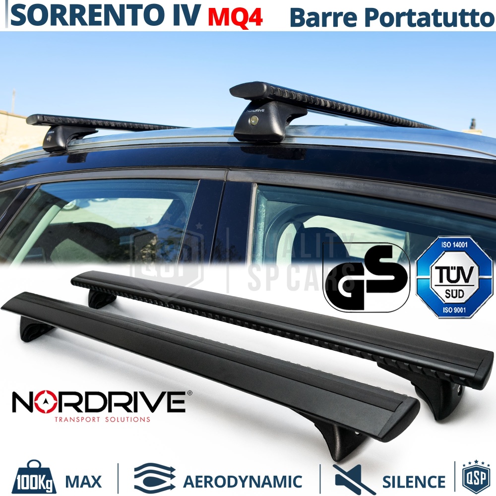 Barras de Techo para Kia Sorento 4 MQ4 NORDRIVE Evos Silenzio Negro | Máx. 100 kg. GS-TÜV