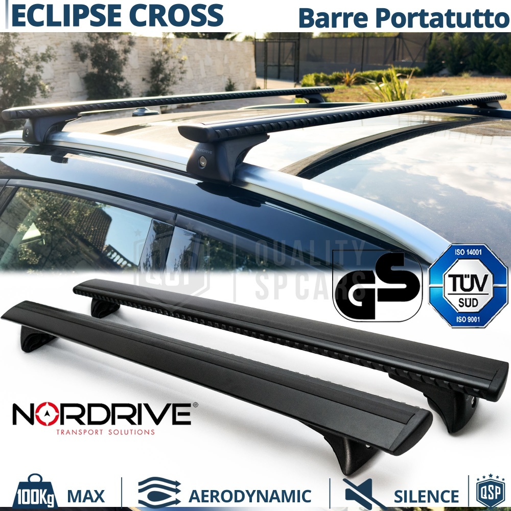 Barras de Techo para Mitsubishi Eclipse Cross NORDRIVE Evos Silenzio Negro | Máx. 100 kg. GS-TÜV