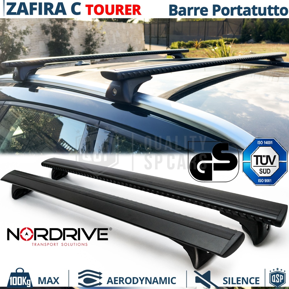 Barras de Techo para Opel Zafira Tourer C NORDRIVE Evos Silenzio Negro | Máx. 100 kg. GS-TÜV