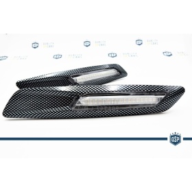 2 Intemitentes LED para BMW Serie 1 3 5 100% CANBUS Sin Errores Estructura en ABS Carbon + Lente Blanca
