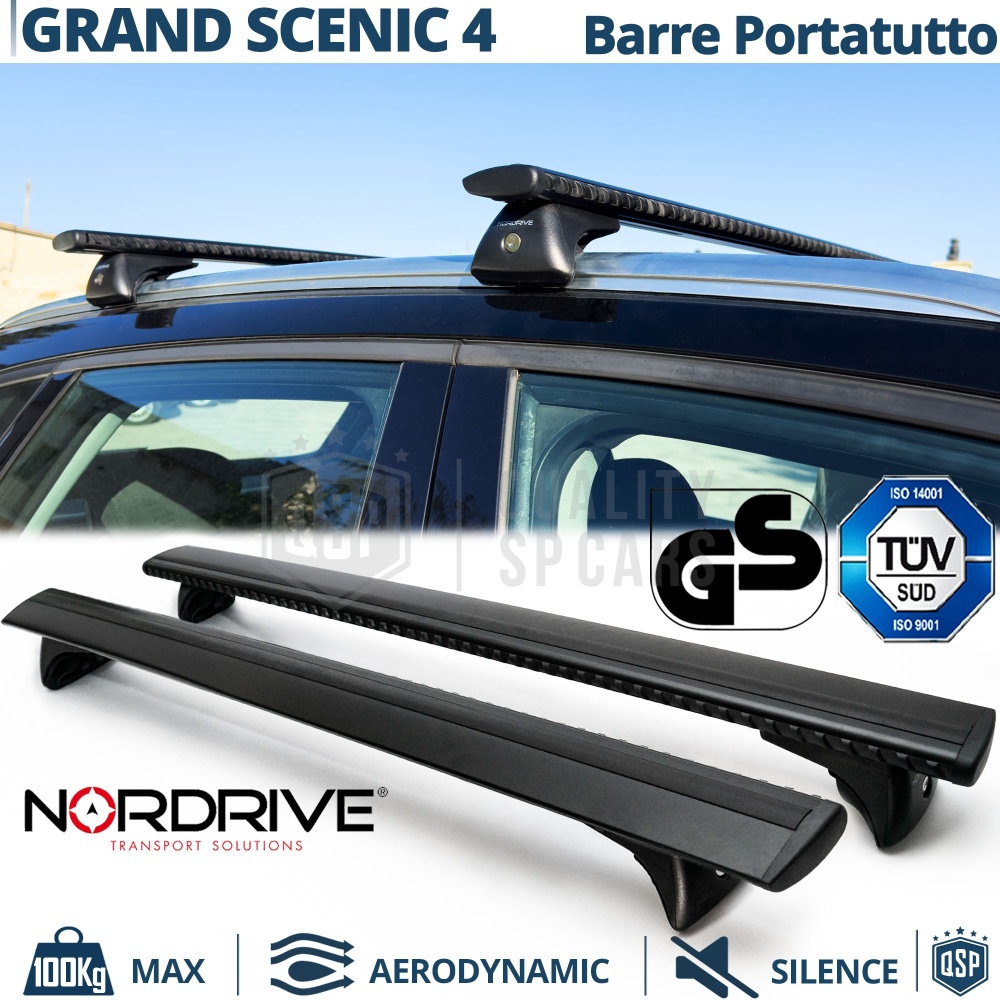 Barras de Techo para Renault Grand Scenic 4 NORDRIVE Evos Silenzio Negro | Máx. 100 kg. GS-TÜV