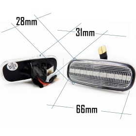 2 Sequential Dynamic LED Side Markers for AUDI E-Approved, White Lens, Canbus No Error