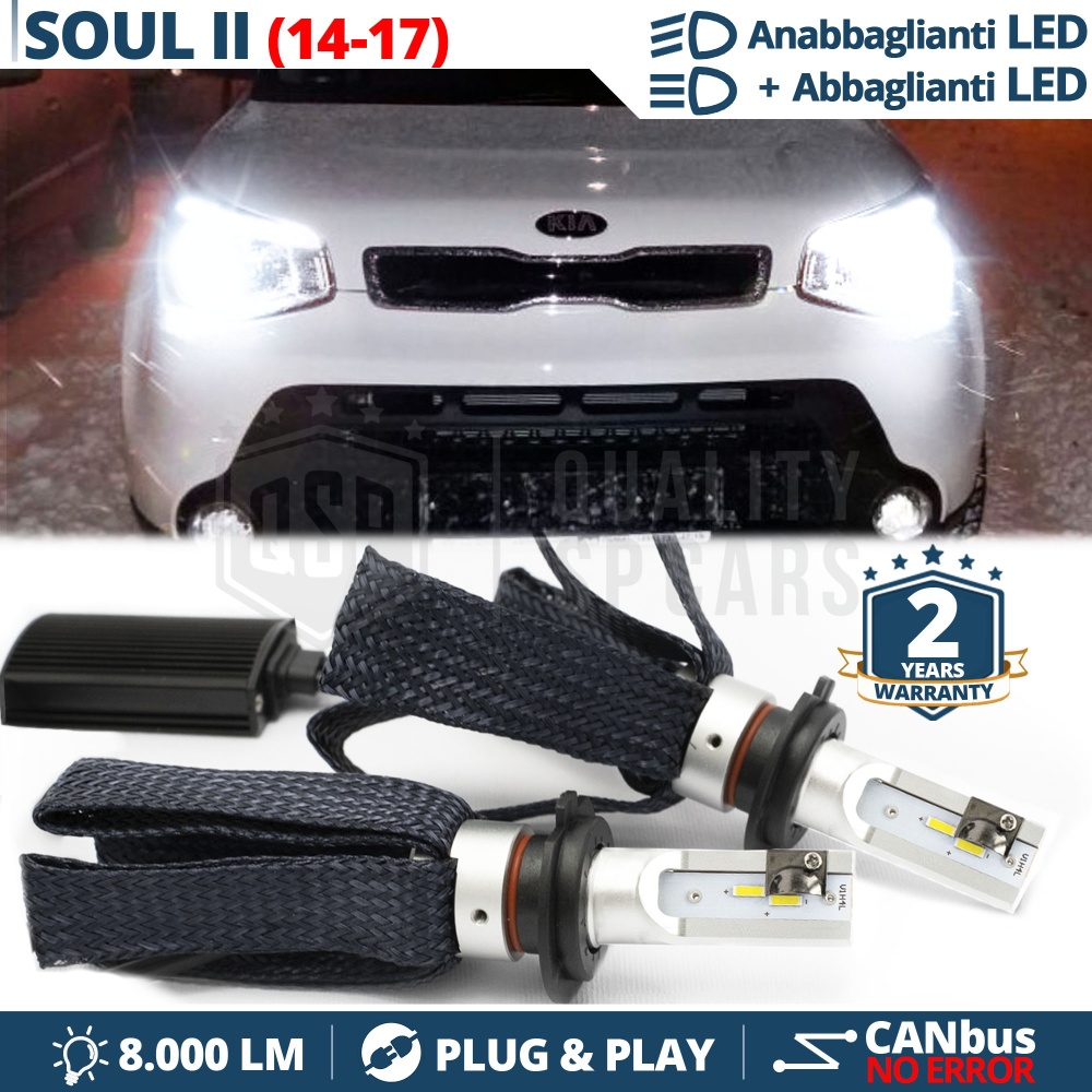 Kit LED H4 per KIA SOUL 2 14-17 Anabbaglianti + Abbaglianti CANbus | 6500K Bianco Ghiaccio