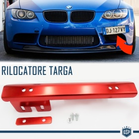 Soporte de Matrícula Delantera para Bmw, Kit de Reubicación Lateral, en Acero Rojo Anodizado