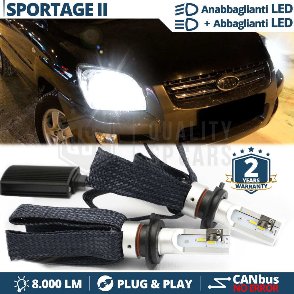 Kit LED H4 para KIA SPORTAGE 2 Luces de Cruce + Carretera | 6500K 8000LM CANbus