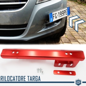 Soporte de Matrícula Delantera para Ford, Kit de Reubicación Lateral, en Acero Rojo Anodizado