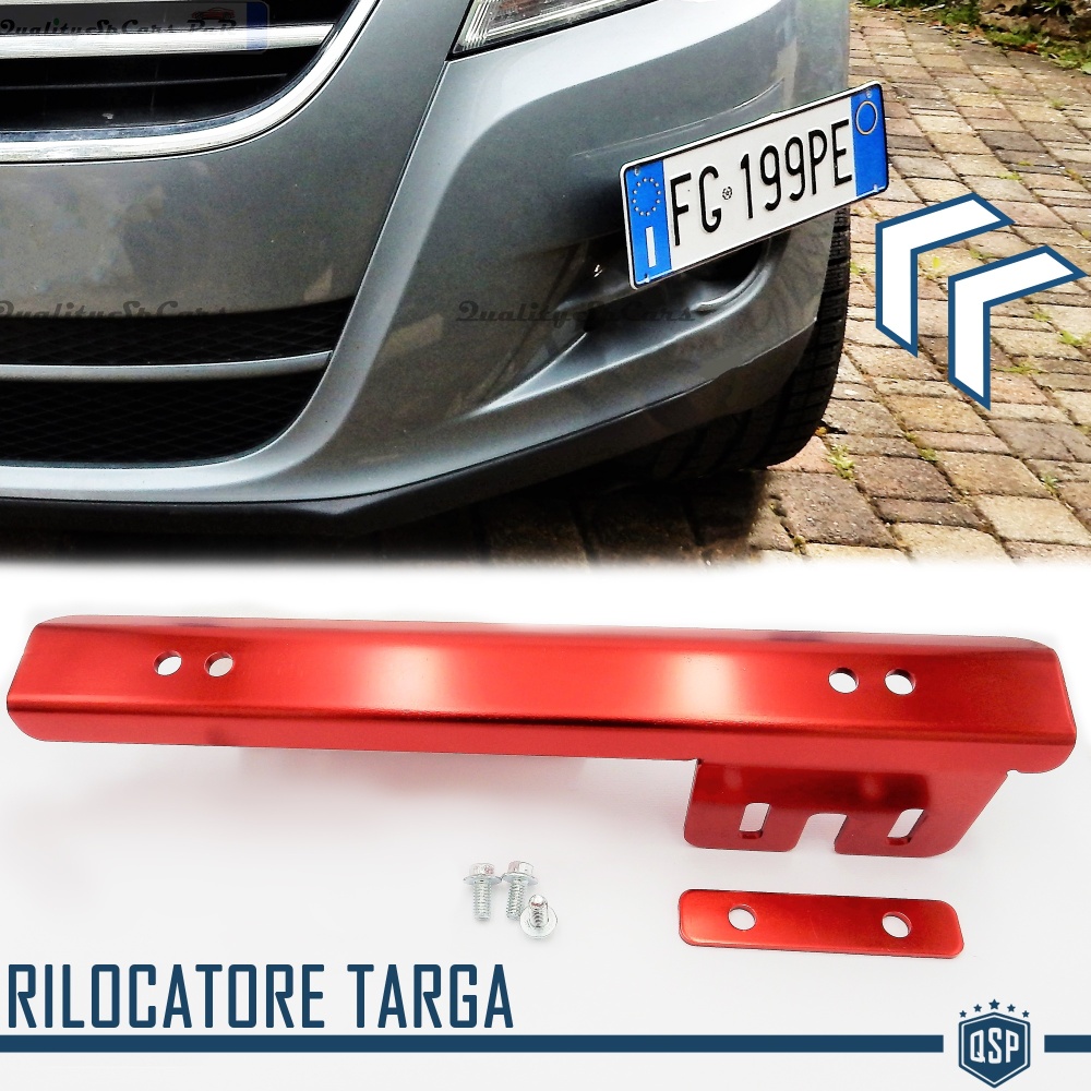 Soporte de Matrícula Delantera para Ford, Kit de Reubicación Lateral, en Acero Rojo Anodizado Soporte de Matrícula Delantera para Ford, Kit de Reubicación Lateral, en Acero Rojo Anodizado