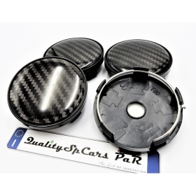 X4 TAPAS 60mm, efecto FIBRA de CARBONO tapabujes de ABS negro de Calidad PARA centro de llantas de aleación