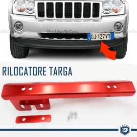 Soporte de Matrícula Delantera para Jeep, Kit de Reubicación Lateral, en Acero Rojo Anodizado