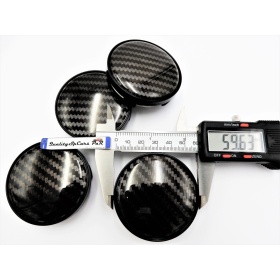 X4 TAPAS 60mm, efecto FIBRA de CARBONO tapabujes de ABS negro de Calidad PARA centro de llantas de aleación