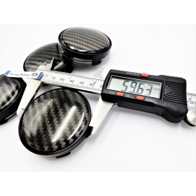 X4 TAPAS 60mm, efecto FIBRA de CARBONO tapabujes de ABS negro de Calidad PARA centro de llantas de aleación