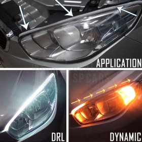 X2 Tiras LED Flexibles DRL, Luz de Día + Intermitentes Secuenciales, Canbus 60 CM