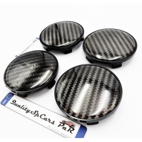 X4 TAPAS 68mm, efecto FIBRA de CARBONO tapabujes de ABS negro de Calidad PARA centro de llantas de aleación