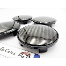 X4 TAPAS 68mm, efecto FIBRA de CARBONO tapabujes de ABS negro de Calidad PARA centro de llantas de aleación