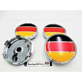 X4 TAPAS 60mm, Bandera ALEMANIA tapabujes de ABS Cromo de Calidad PARA centro de llantas de aleación