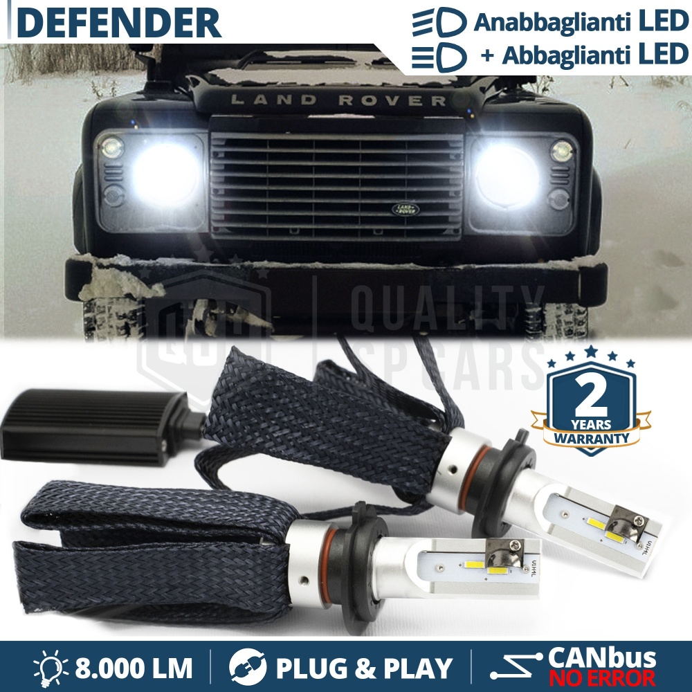 Kit LED H4 para LAND ROVER DEFENDER 90 110 Luces de Cruce + Carretera | 6500K 8000LM CANbus