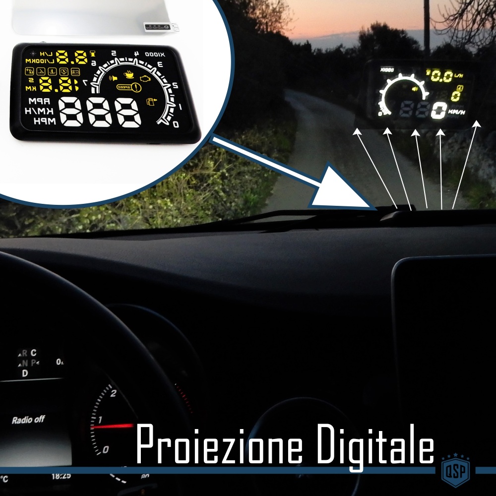 Cuentakilómetros Digital para Automóvil HUD, Pantalla Head Up, Tacómetro Proyectado en el Parabrisas, Toma OBD Cuentakilómetros Digital para Automóvil HUD, Pantalla Head Up, Tacómetro Proyectado en el Parabrisas, Toma OBD