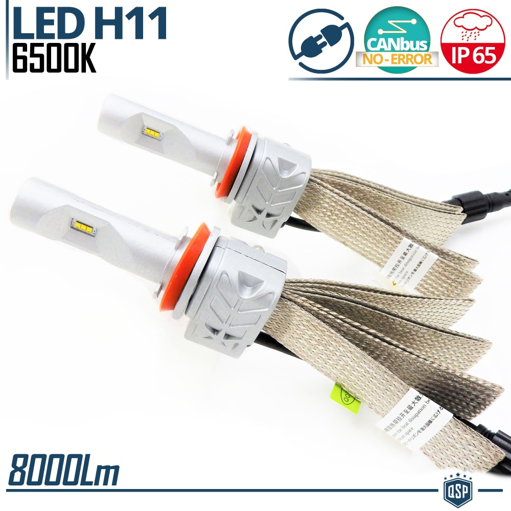 Kit Full LED H11 CANbus Professionale | Conversione da Alogena H11 a LED | 6500K Luce Bianca 8000LM