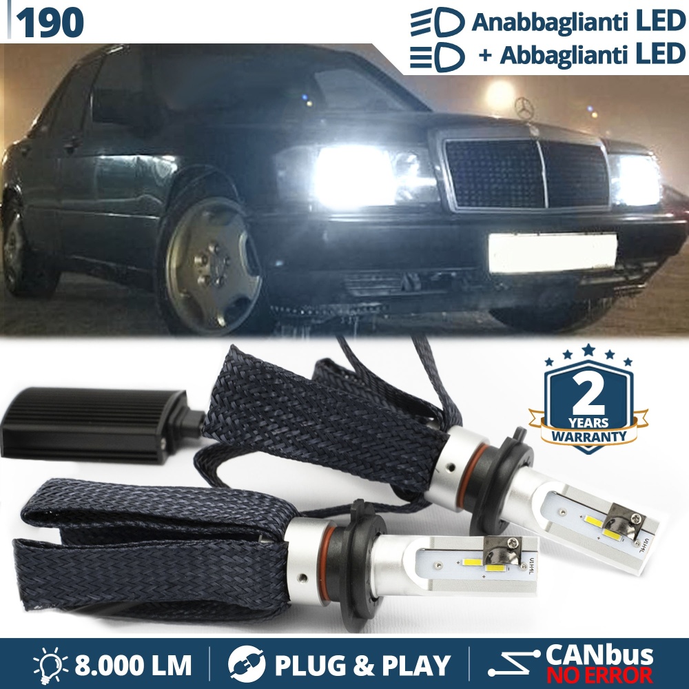 Kit LED H4 para MERCEDES 190 Luces de Cruce + Carretera | 6500K 8000LM CANbus