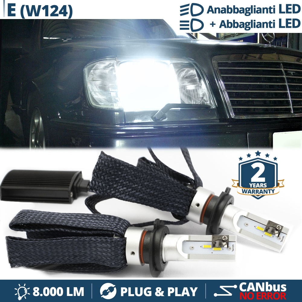 Kit LED H4 para MERCEDES CLASE E W124 Luces de Cruce + Carretera | 6500K 8000LM CANbus