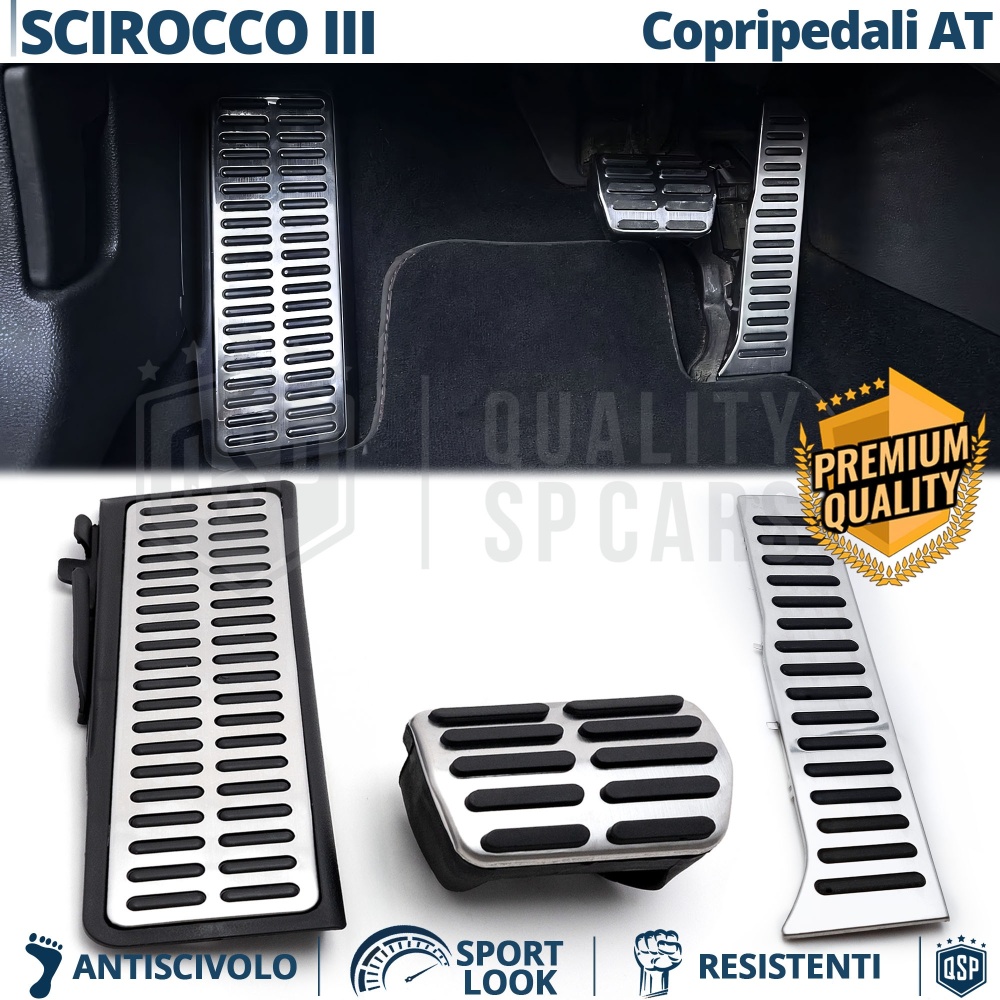 CUBRE PEDALES Deportivos para VW Scirocco 3 Cambio AUTOMÁTICO | Pedales de Aluminio y Goma