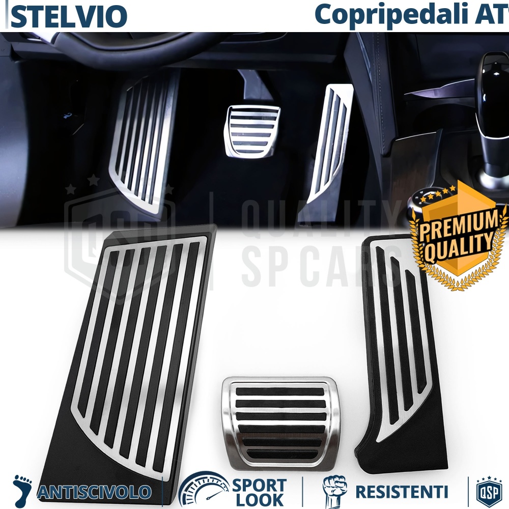 CUBRE PEDALES Deportivos para Alfa Romeo Stelvio Cambio AUTOMÁTICO | Pedales de Acero y Goma Antideslizante CUBRE PEDALES Deportivos para Alfa Romeo Stelvio Cambio AUTOMÁTICO | Pedales de Acero y Goma Antideslizante