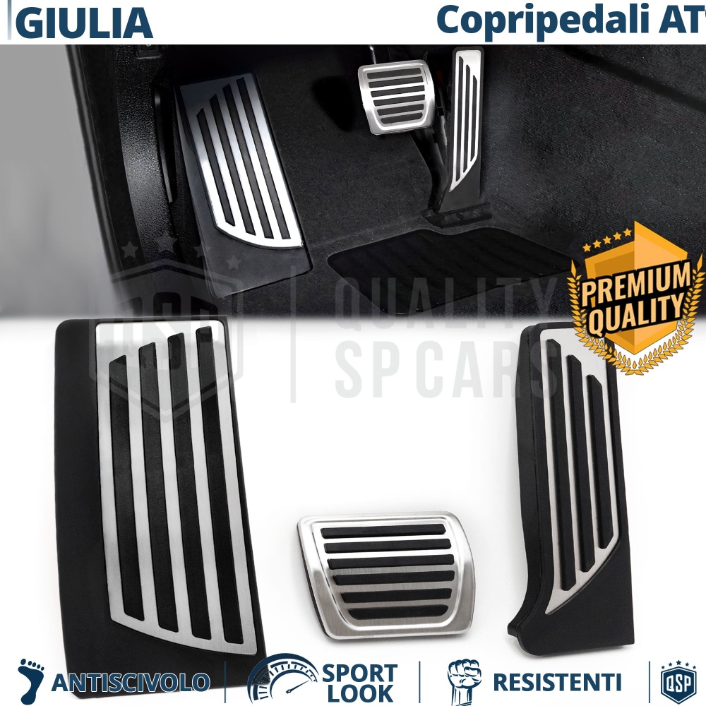 CUBRE PEDALES Deportivos para Alfa Romeo Giulia Cambio AUTOMÁTICO | Pedales de Acero y Goma Antideslizante CUBRE PEDALES Deportivos para Alfa Romeo Giulia Cambio AUTOMÁTICO | Pedales de Acero y Goma Antideslizante