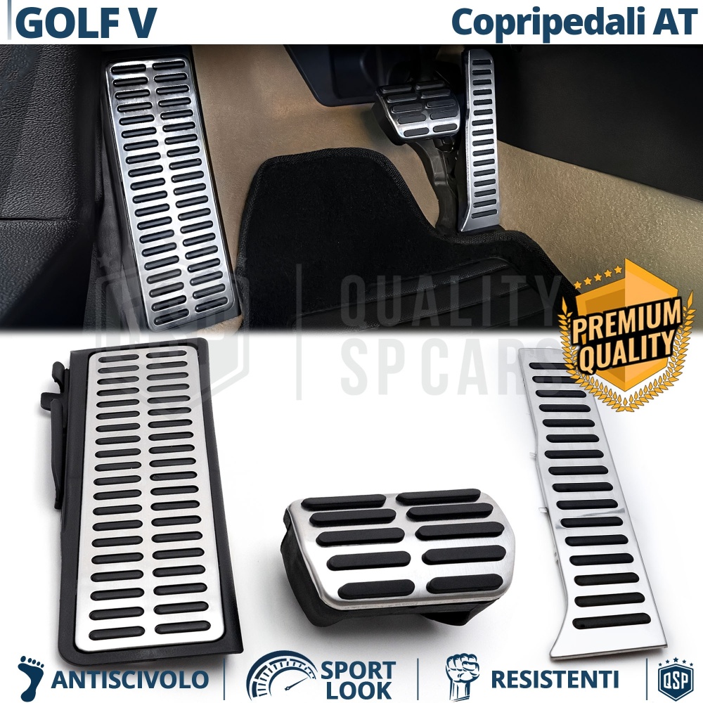 Sport PEDALKAPPEN für VW Golf 5 AUTOMATIKGETRIEBE | Pedalabdeckungen aus Aluminium und Gummi