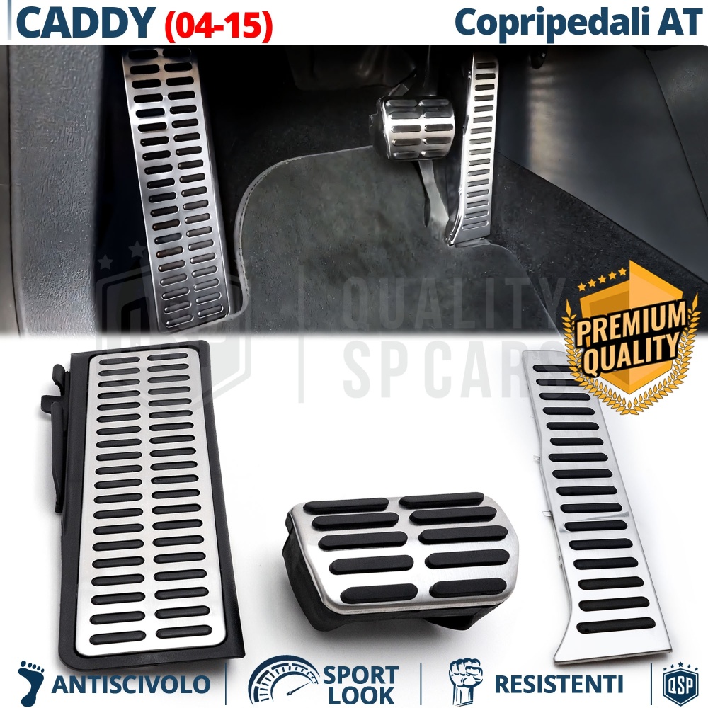 CUBRE PEDALES Deportivos para VW Caddy 3 03-15 Cambio AUTOMÁTICO | Pedales de Aluminio y Goma