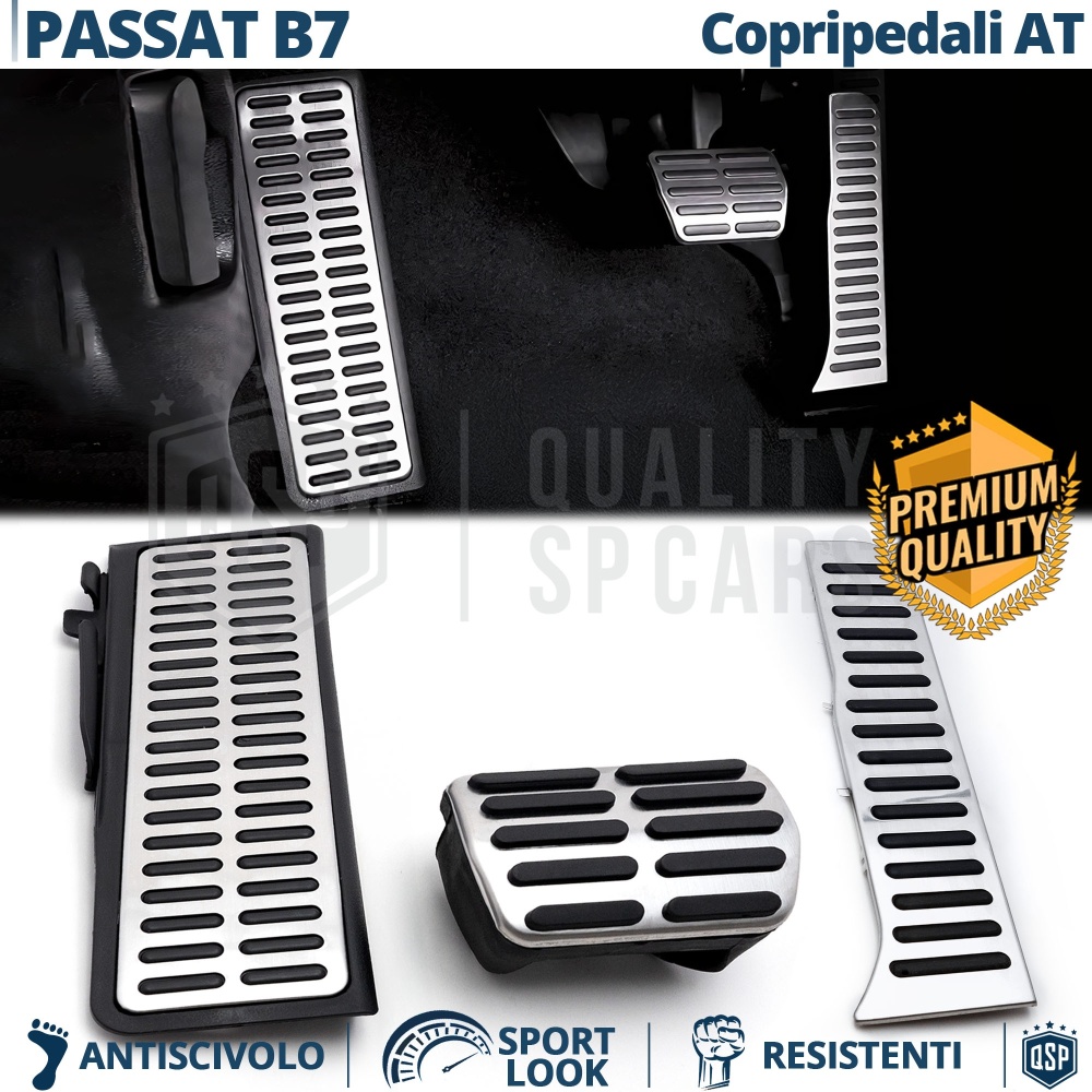 CUBRE PEDALES Deportivos para VW Passat B7 Cambio AUTOMÁTICO | Pedales de Aluminio y Goma