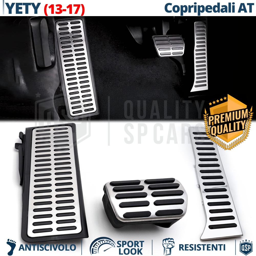 CUBRE PEDALES Deportivos para Skoda Yety 13-17 Cambio AUTOMÁTICO | Pedales de Aluminio y Goma
