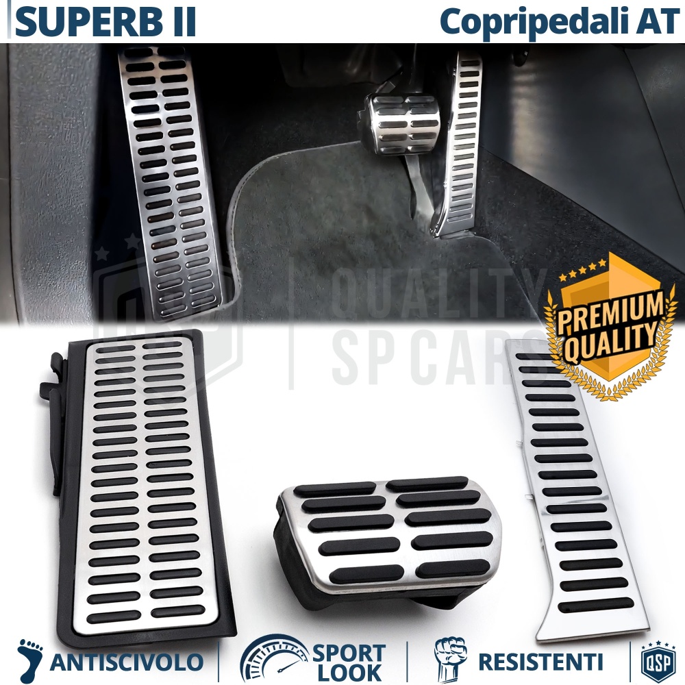 COUVRE PÉDALES Sport pour Skoda Superb 2 Transmission AUTOMATIQUE | Aluminium et Caoutchouc