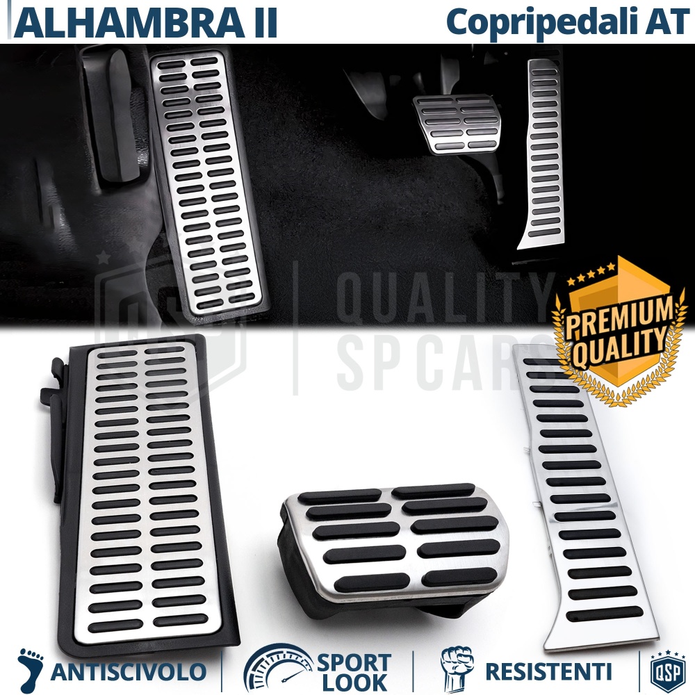 Sport PEDALKAPPEN für Seat Alhambra 2 AUTOMATIKGETRIEBE | Pedalabdeckungen aus Aluminium und Gummi