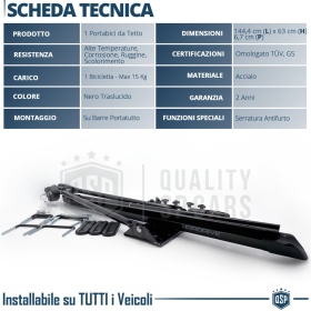 Soporte Bicicleta de Techo Universal para Coches a INSTALAR en Barras de Techo | Aprobado TÜV GS