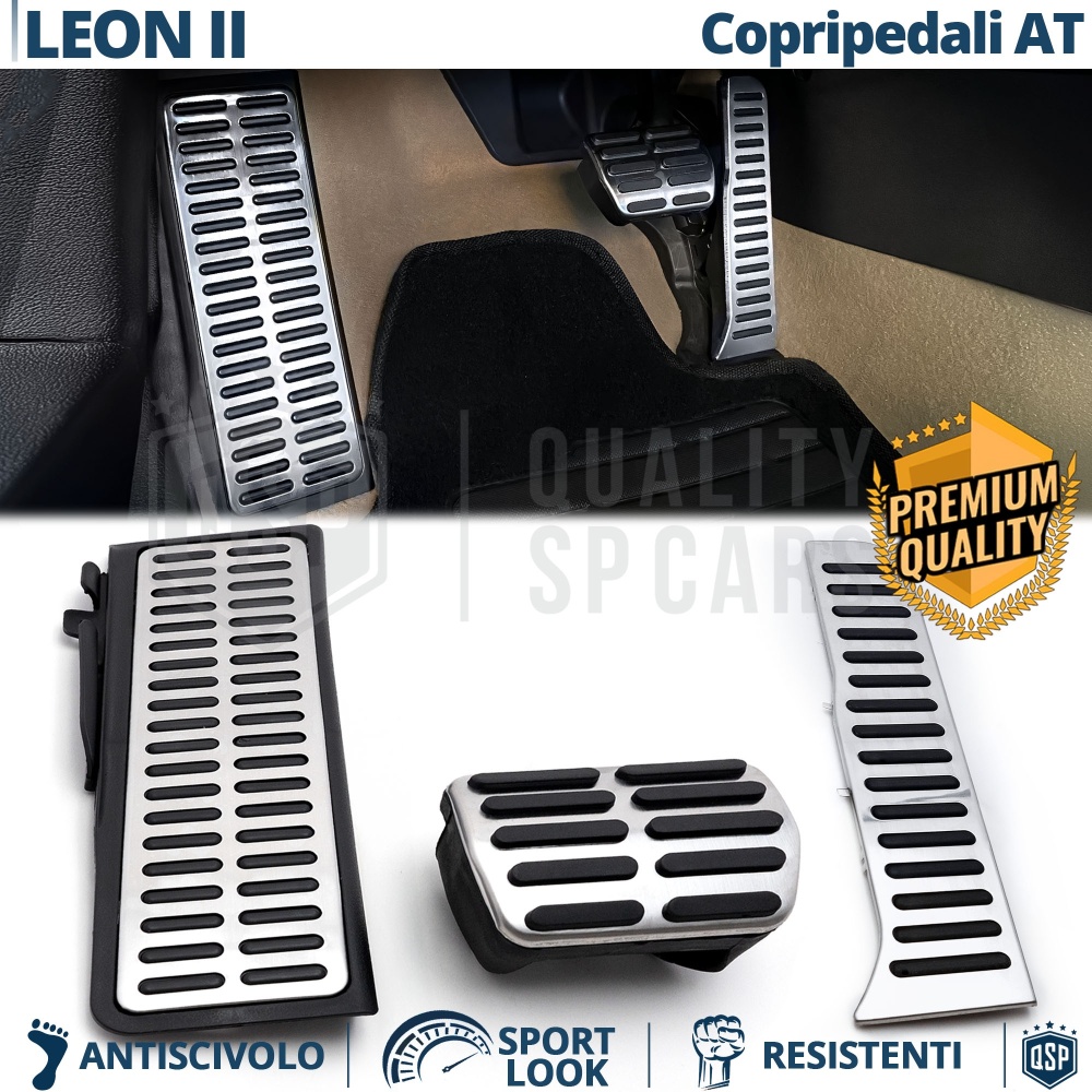 CUBRE PEDALES Deportivos para Seat Leon 2 Cambio AUTOMÁTICO | Pedales de Aluminio y Goma