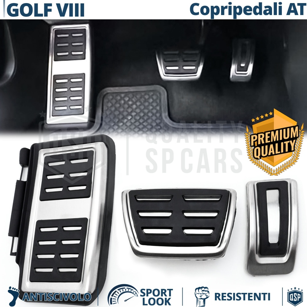 Car PEDAL Covers for VW Golf 8 AUTOMATIC Gearbox | Sports Pedals Aluminum and Non-slip Rubber