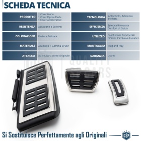 Car PEDAL Covers for VW T-Roc AUTOMATIC Gearbox | Sports Pedals Aluminum and Non-slip Rubber