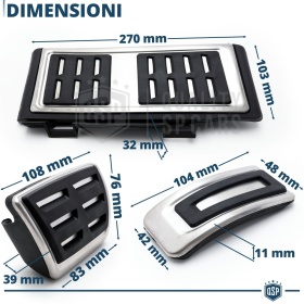 Car PEDAL Covers for VW T-Roc AUTOMATIC Gearbox | Sports Pedals Aluminum and Non-slip Rubber
