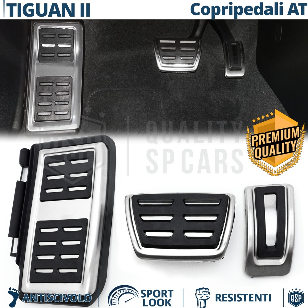 Car PEDAL Covers for VW Tiguan 2 AUTOMATIC Gearbox | Sports Pedals Aluminum and Non-slip Rubber