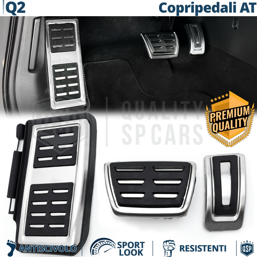 Car PEDAL Covers for Audi Q2 AUTOMATIC Gearbox | Sports Pedals Aluminum and Non-slip Rubber