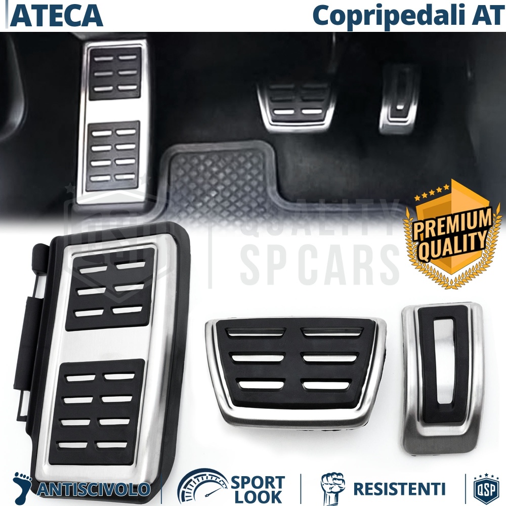 CUBRE PEDALES Deportivos para Seat Ateca Cambio AUTOMÁTICO | Pedales de Aluminio y Goma Antideslizante