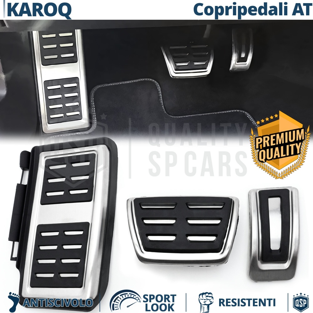 CUBRE PEDALES Deportivos para Skoda Karoq Cambio AUTOMÁTICO | Pedales de Aluminio y Goma Antideslizante